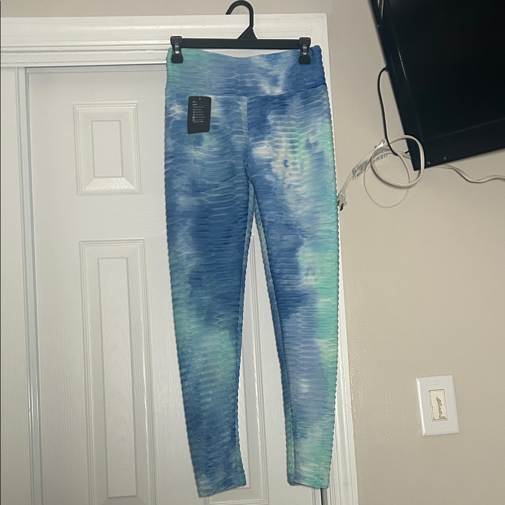 Blue and Green Tie-Dye Leggings